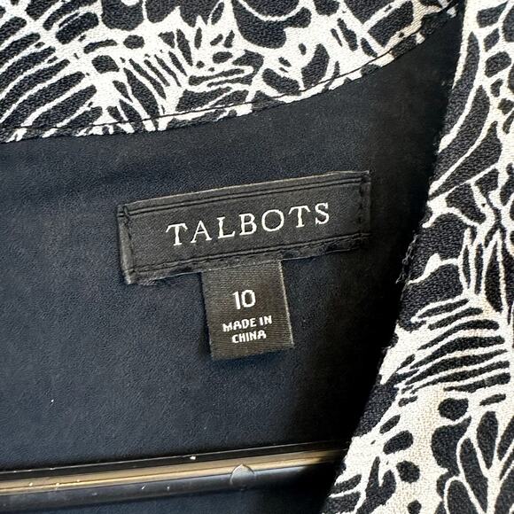 TALBOTS Black & White Floral Print Sleeveless V-Neck JUMPSUIT Sz  10 - Picture 4 of 9